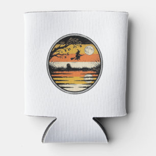 Porta-lata Bruxa Vintage Pôr do Sol Halloween Design Vetorial