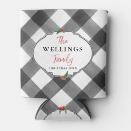 Porta-lata Buffalo Check Black & White Christmas Party Dat