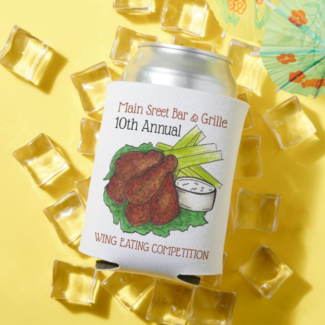 Porta-lata Buffalo Hot Chicken Wings Wing Comendo Competição (Verão in situ)