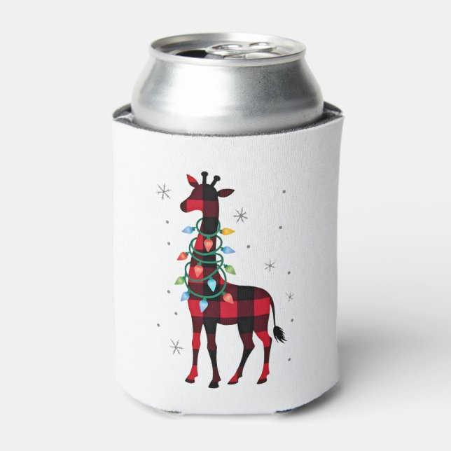 Porta-lata Buffalo Plaid Family Matching Giraffe Christmas Pa (Can Front)