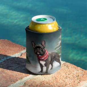 Porta-lata Bulldog Francês na Neve Natal