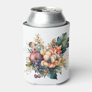 Porta-lata Buquê de aquarelas com flores e bagas