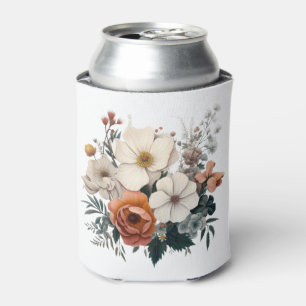 Porta-lata Buquê de aquarelas com flores e folhas