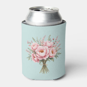 Porta-lata Buquê de Flores de Peônia Rosa Bonita