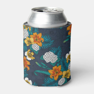 Porta-lata Buquê tropical em azul