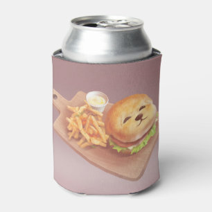 Porta-lata Burger Adorável de Rosto de Cão com Fritas