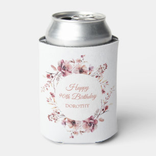 Porta-lata Burgundy - 90 Floral Rosa Personalizado Aniversári