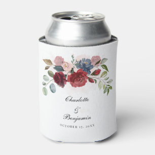Porta-lata Burgundy Blotic Floral Festa de casamento