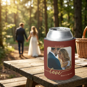 Porta-lata Burgundy Gold Foto Casal Caneca Térmica