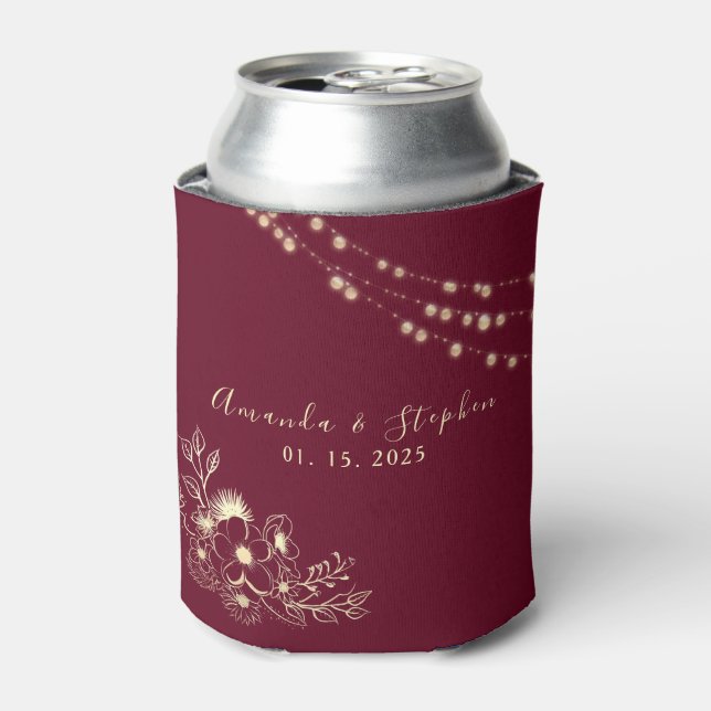 Porta-lata Burgundy Personalised Wedsing Can Cooler (Can Front)