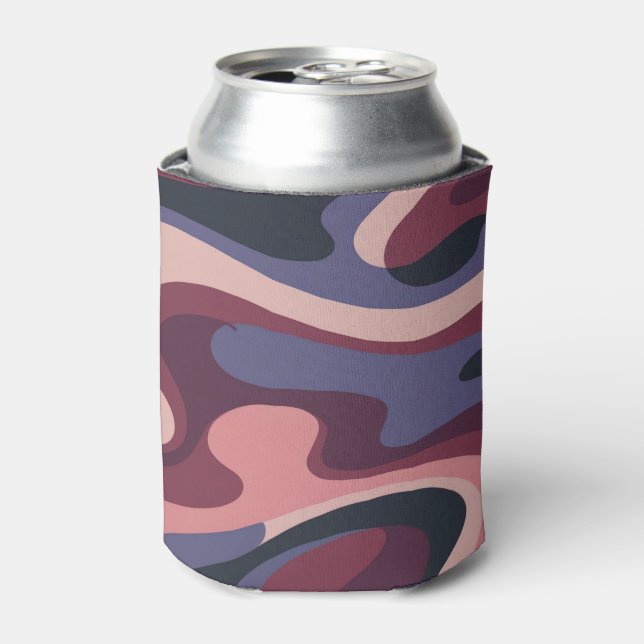 Porta-lata Burgundy Purple Pink Camo Swirls Can Cooler (Can Front)