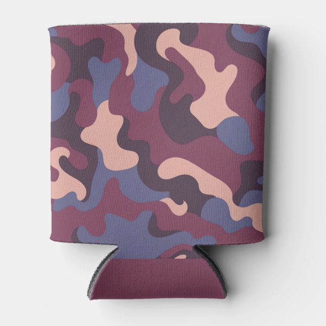 Porta-lata Burgundy Purple Pink Camo Swirls Can Cooler (Frente)