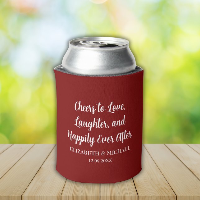 Porta-lata Burgundy Red Elegant Wedes Saúde para Amar (Burgundy Red Elegant Wedding Cheers to Love Can Coole)