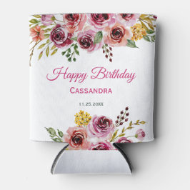 Porta-lata Burgundy Rosa Rustic Floral Birday