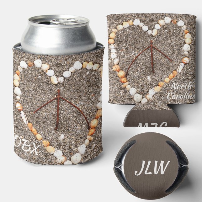 Porta-lata BX Beach NC Seashell Heart Peace Sign (Criador carregado)