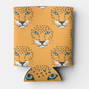 Porta-lata Cabeça de leopardo laranja, padrão perfeito.