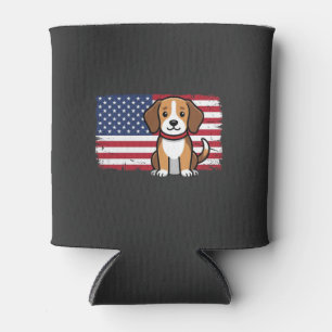 Porta-lata Cachorro Bandeira Americana Vetor Patriótico