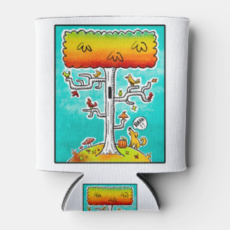 Porta-lata Cachorro Barchando Árvore de Aves do outono com Pá