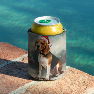 Porta-lata Cachorro Beagle na Neve Natal