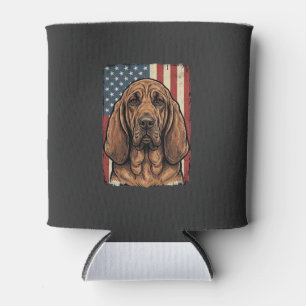 Porta-lata Cachorro Bloodhound Patriótico Arte da Bandeira Am