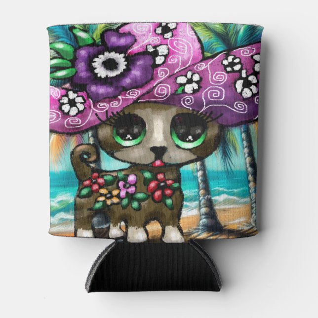 Porta-lata Cachorro chihuahua de férias em palmeiras (Frente)