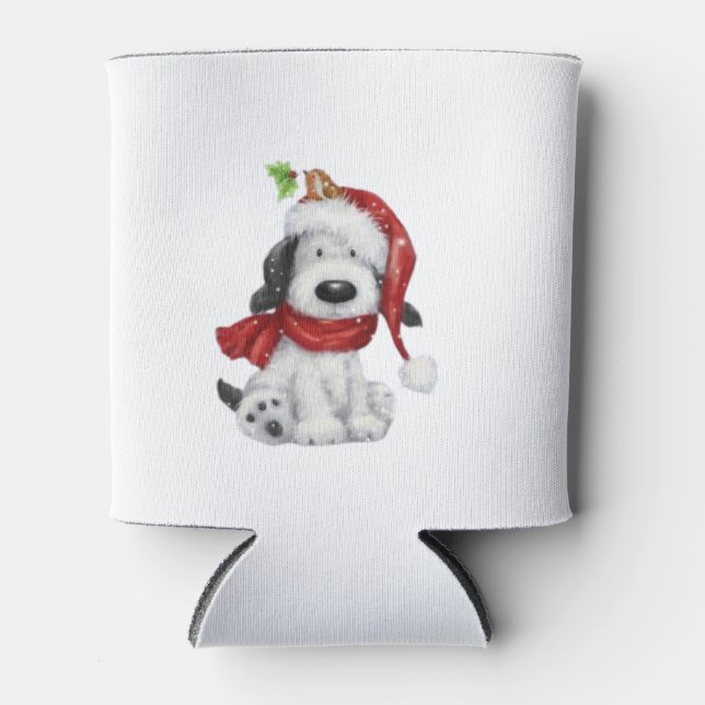 Porta-lata Cachorro de Natal bonito com Papai Noel e Scarf (Frente)