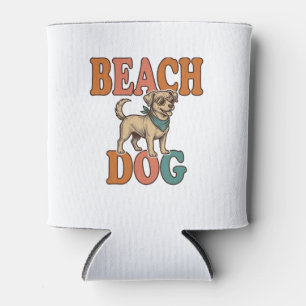 Porta-lata Cachorro de Praia Gravura Vintage Design Gráfico_1