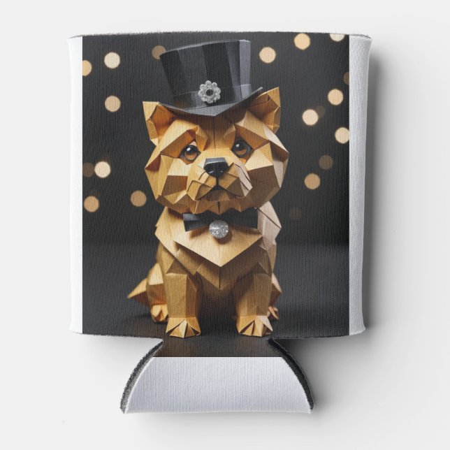 Porta-lata Cachorro Elegante de Origami  (Frente)