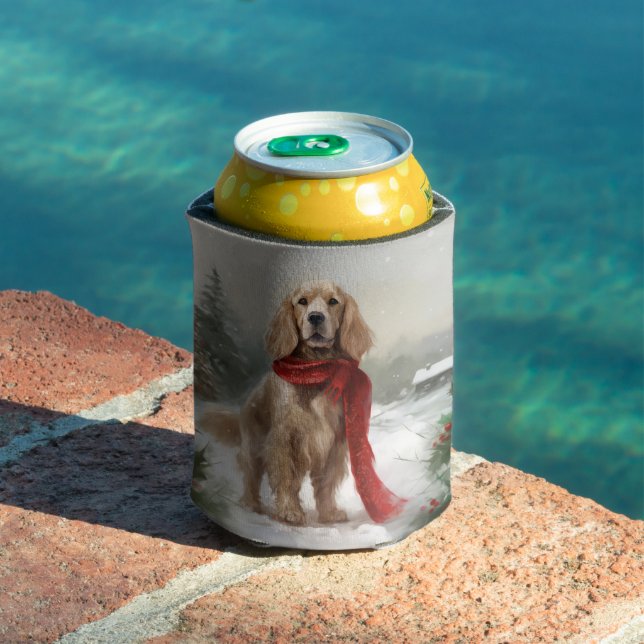 Porta-lata Cachorro Espanhol na Neve no Natal (Piscina in situ)