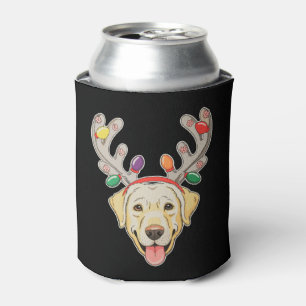 Porta-lata Cachorro Labrador Luzes de Natal Chifres de Rena