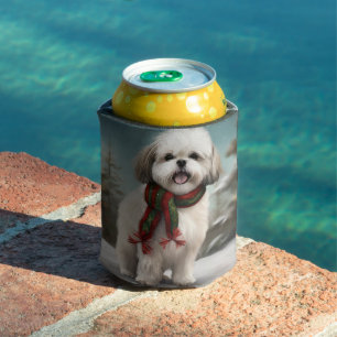 Porta-lata Cachorro Malti Tzu na Neve Natal