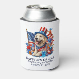Porta-lata Cachorro Patriótico Chapéu Alto Vermelho Branco Az