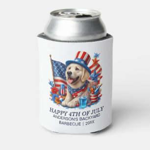Porta-lata Cachorro Patriótico Chapéu Alto Vermelho Branco Az
