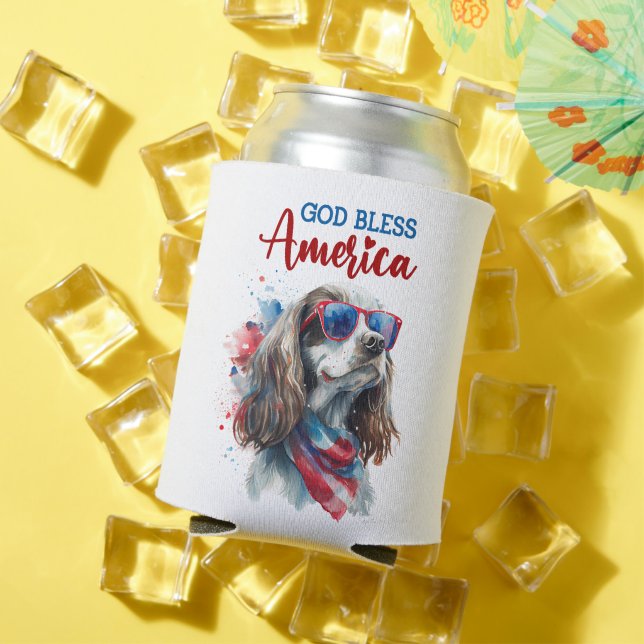 Porta-lata Cachorro Patriótico-Spaniel (Verão in situ)