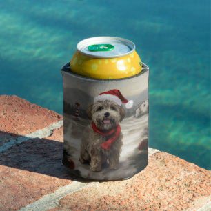 Porta-lata Cachorro Yorkipoo na Neve Natal