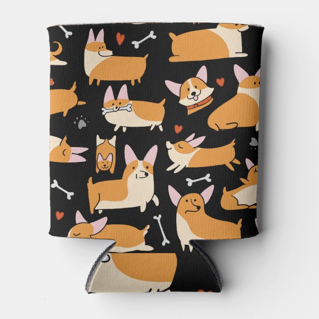 Porta-lata Cachorros Corgi, Lindo Fundo. (Frente)