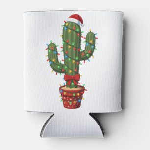 Porta-lata Cacto de Natal Usando um Chapéu de Papai Noel Plan