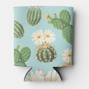 Porta-lata Cactus, flores cor-de-rosa: decor leve
