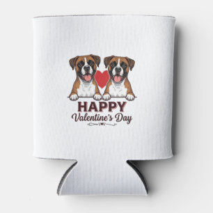 Porta-lata Cães Boxer Feliz Dia dos Namorados Vintage