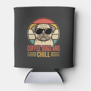 Porta-lata Cães de Café e Pug Retro Chill