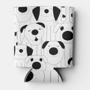 Porta-lata Cães lindos: desenho animado branco e preto.
