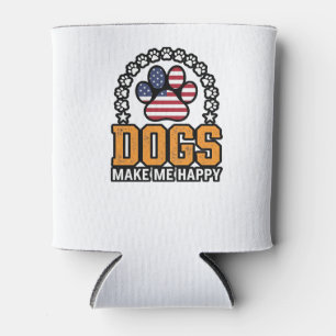 Porta-lata Cães Me Fazem Feliz Camisa Vintage Patriótica Pata