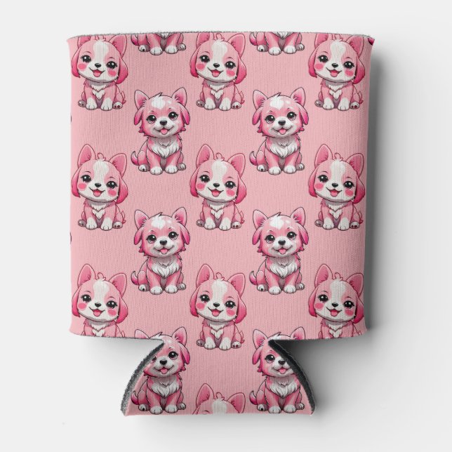 Porta-lata Cães Rosa Fofos (Frente)