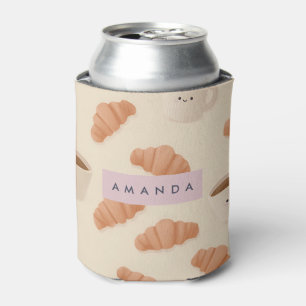 Porta-lata Café Croissant Pastel Adorável Personalizado
