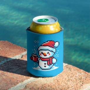 Porta-lata Café Snowman - Design de Natal Cozy Pixel Art