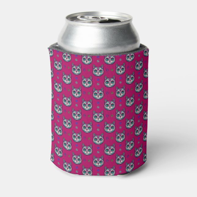 Porta-lata Calavera Cat Art Pattern (Can Back)
