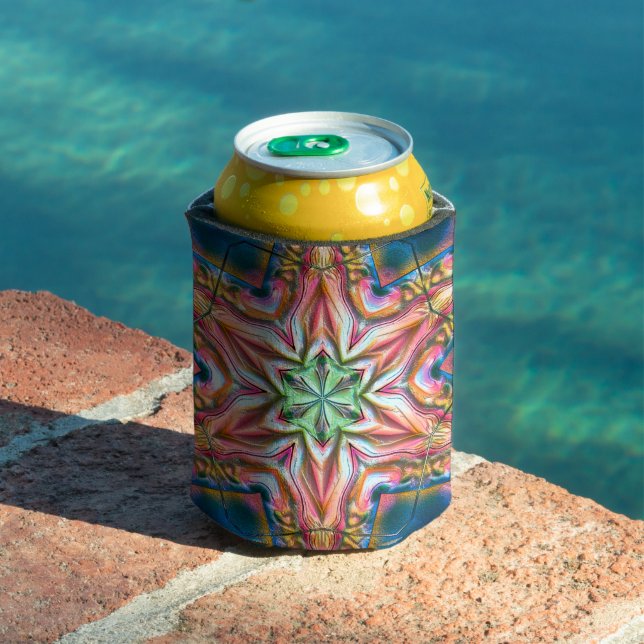 Porta-lata Caleidoscópio estelar em textura áspera, salmão qu (Piscina in situ)