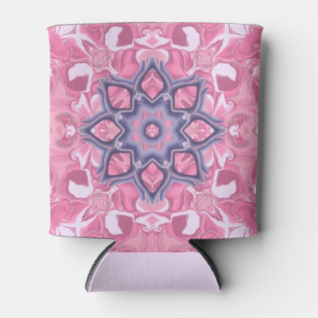 Porta-lata Caleidoscópio Rosa e Caleidoscópio Floral Roxo (Frente)