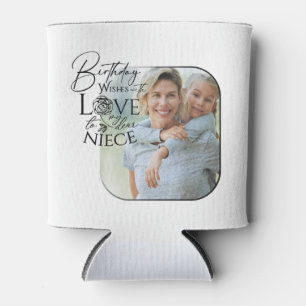 Porta-lata Caligrafia Foto Personalizada de Aniversário para