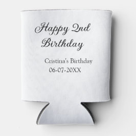 Porta-lata caligrafia simples segundo aniversário feliz mínim